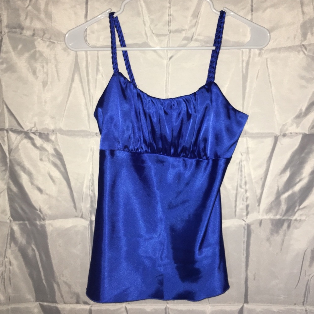 A. Byer royal blue satin babydoll cami